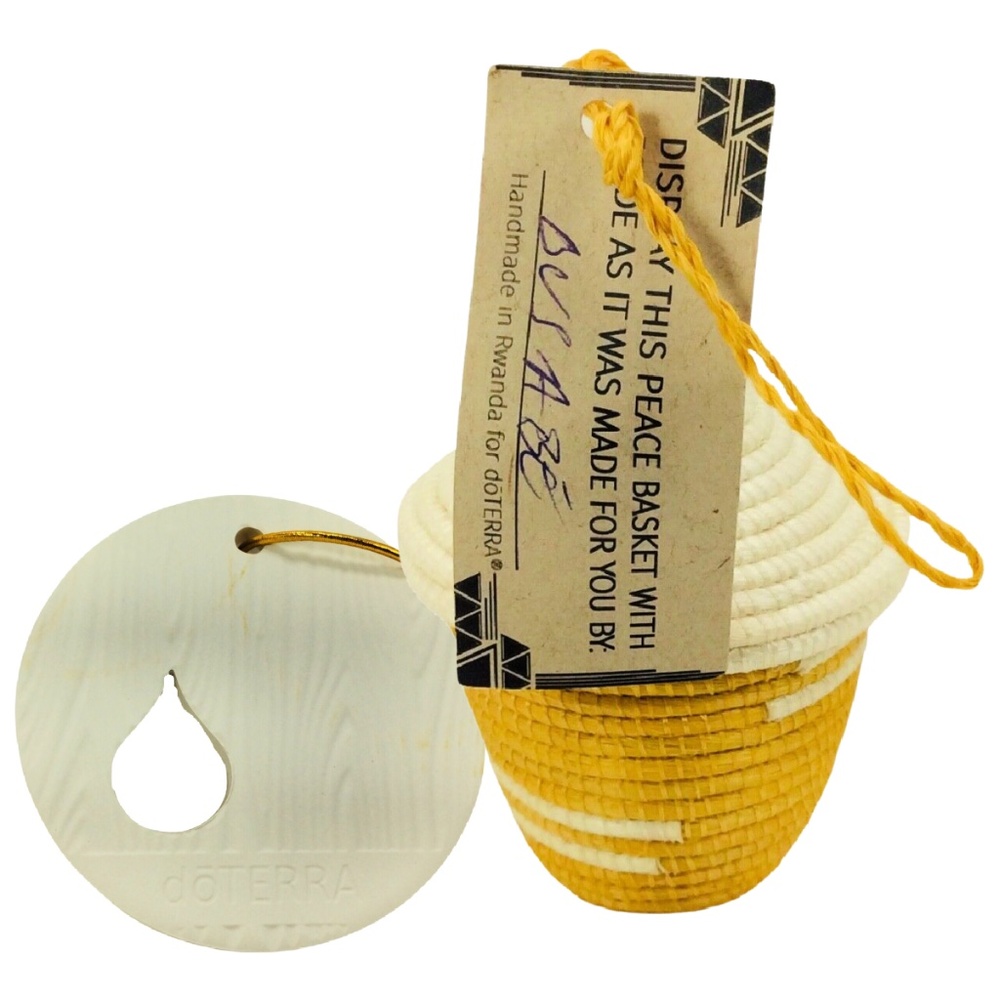 🖤doTERRA Rwandan Peace YELLOW Basket Sisal & Clay Diffuser Ornament Christmas
